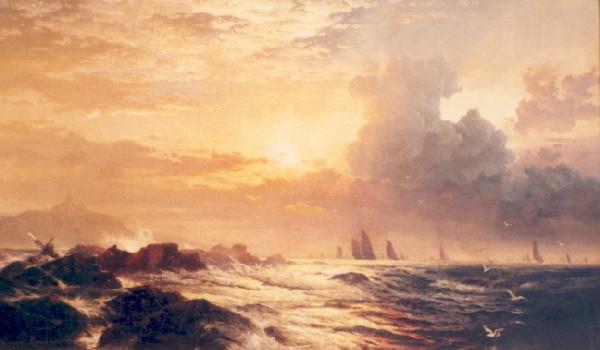Edward Moran Yachting at Sunset Spain oil painting art